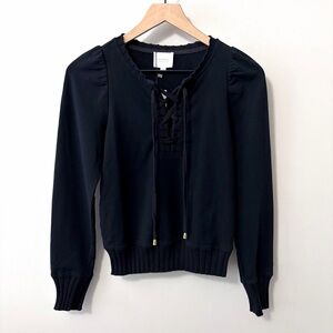 Sundays Atlas Black Lace Up Pullover Sweatshirt